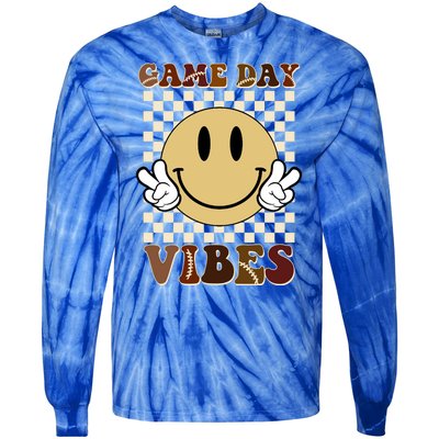 Game Day Vibes Retro Smile Football Tie-Dye Long Sleeve Shirt