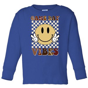 Game Day Vibes Retro Smile Football Toddler Long Sleeve Shirt