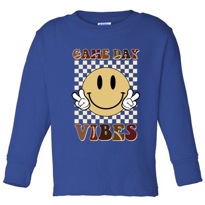 Game Day Vibes Retro Smile Football Toddler Long Sleeve Shirt