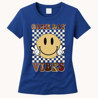 Game Day Vibes Retro Smile Football Womens T-Shirt