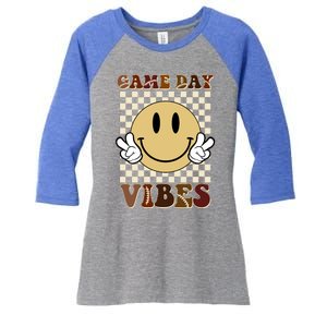 Game Day Vibes Retro Smile Football Women's Tri-Blend 3/4-Sleeve Raglan Shirt