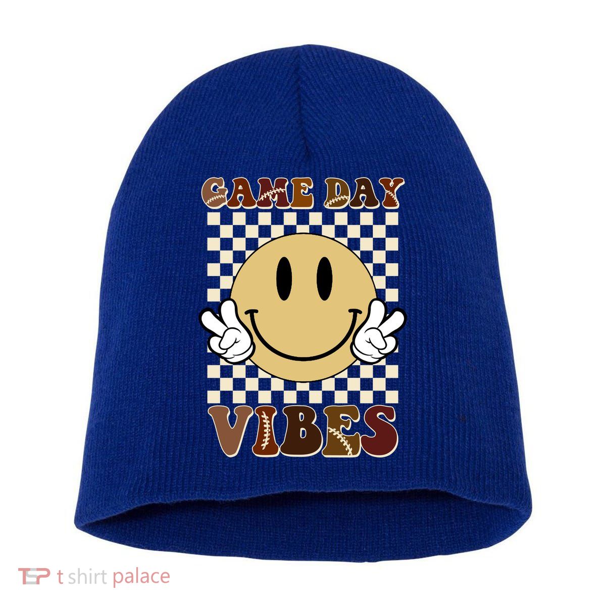 Game Day Vibes Retro Smile Football Short Acrylic Beanie