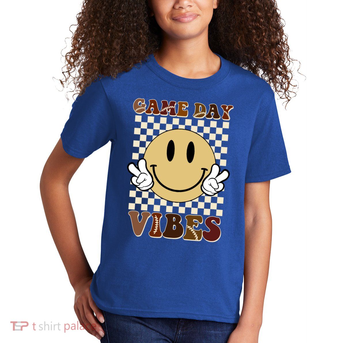 Game Day Vibes Retro Smile Football Kids T-Shirt