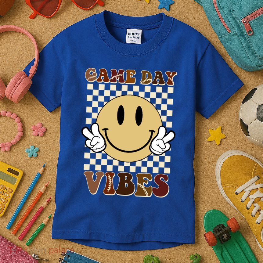 Game Day Vibes Retro Smile Football Kids T-Shirt