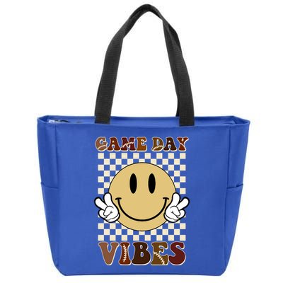 Game Day Vibes Retro Smile Football Zip Tote Bag
