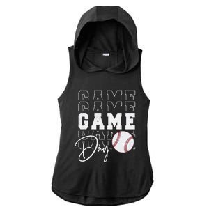 Game Day Vibes Baseball Mom Baseball Life Ladies PosiCharge Tri-Blend Wicking Draft Hoodie Tank