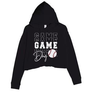 Game Day Vibes Baseball Mom Baseball Life Crop Fleece Hoodie