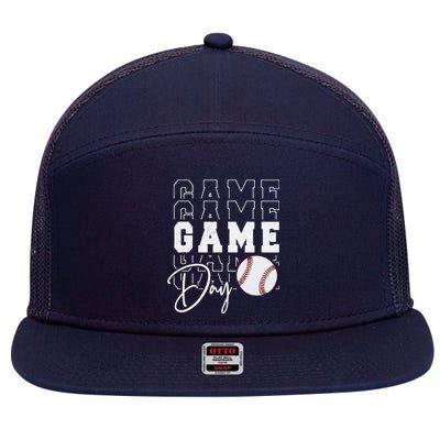 Game Day Vibes Baseball Mom Baseball Life 7 Panel Mesh Trucker Snapback Hat