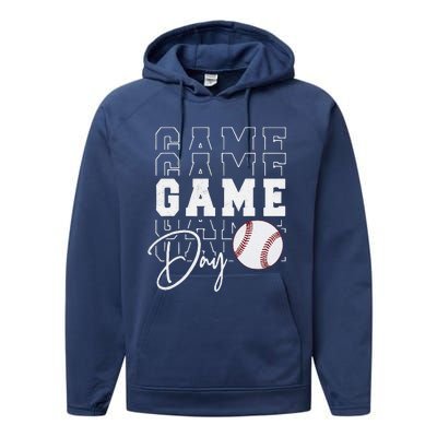 Game Day Vibes Baseball Mom Baseball Life Performance Fleece Hoodie