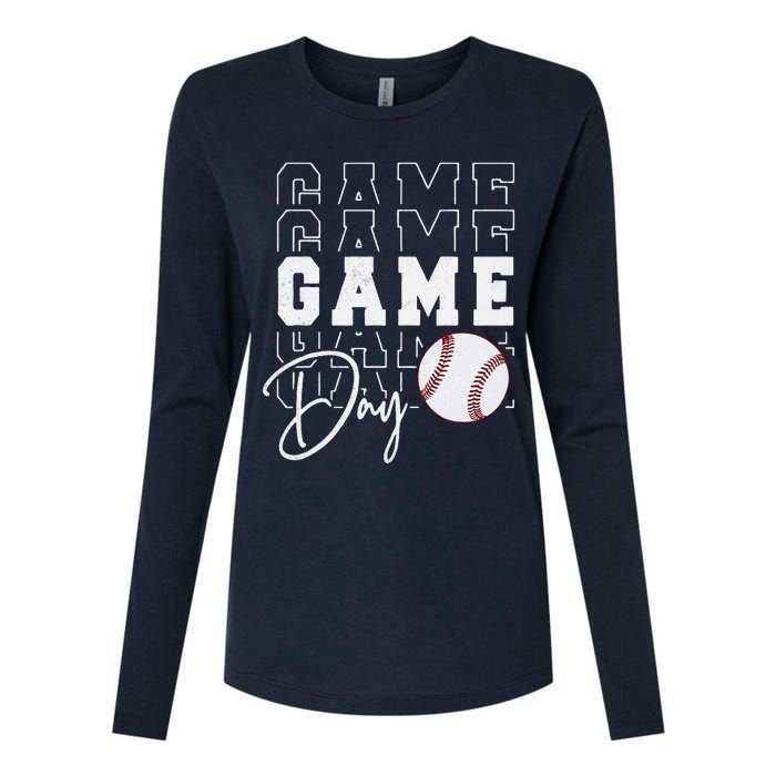 Game Day Vibes Baseball Mom Baseball Life Womens Cotton Relaxed Long Sleeve T-Shirt