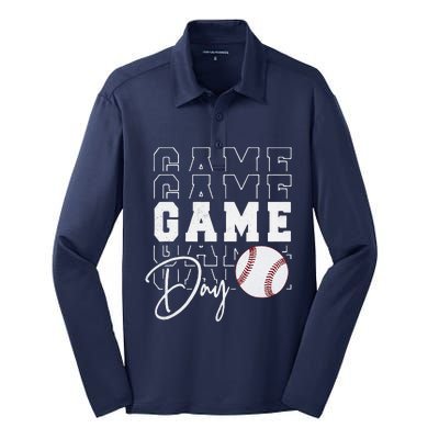 Game Day Vibes Baseball Mom Baseball Life Silk Touch Performance Long Sleeve Polo