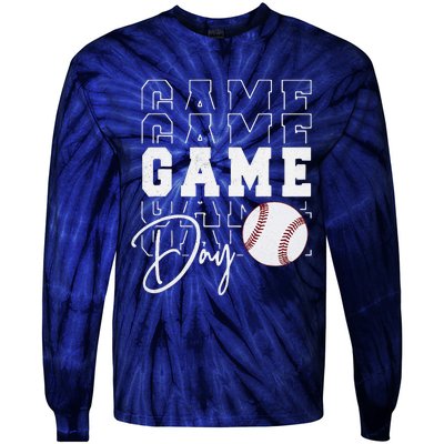 Game Day Vibes Baseball Mom Baseball Life Tie-Dye Long Sleeve Shirt