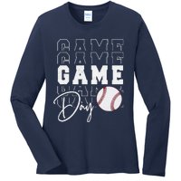 Game Day Vibes Baseball Mom Baseball Life Ladies Long Sleeve Shirt