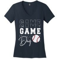 Game Day Vibes Baseball Mom Baseball Life Women's V-Neck T-Shirt