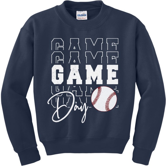 Game Day Vibes Baseball Mom Baseball Life Kids Sweatshirt