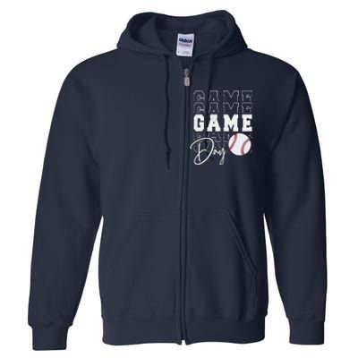 Game Day Vibes Baseball Mom Baseball Life Full Zip Hoodie