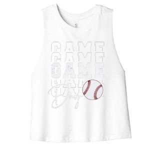 Game Day Vibes Baseball Mom Baseball Life Women's Racerback Cropped Tank