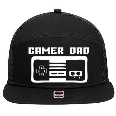 Gamer Dad Video Game Player Gift Funny Retro Vintage Gaming Gift 7 Panel Mesh Trucker Snapback Hat