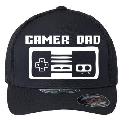 Gamer Dad Video Game Player Gift Funny Retro Vintage Gaming Gift Flexfit Unipanel Trucker Cap