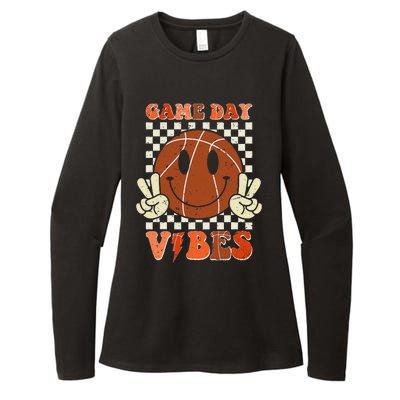 Game Day Vibes Basketball Retro Smile Face Sport Womens CVC Long Sleeve Shirt