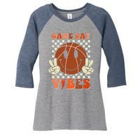 Game Day Vibes Basketball Retro Smile Face Sport Women's Tri-Blend 3/4-Sleeve Raglan Shirt