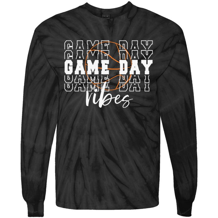 Game Day Vibes Basketball Game Day Tie-Dye Long Sleeve Shirt