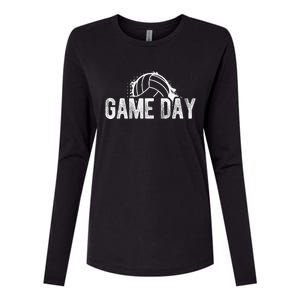 Game Day Volleyball Game Day Athlete Sport Hobby Coach Womens Cotton Relaxed Long Sleeve T-Shirt