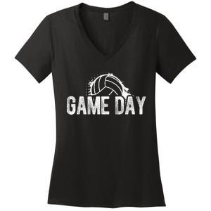 Game Day Volleyball Game Day Athlete Sport Hobby Coach Women's V-Neck T-Shirt