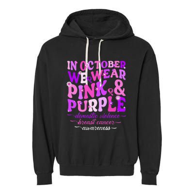 Groovy Domestic Violence And Breast Cancer Awareness Month Garment-Dyed Fleece Hoodie