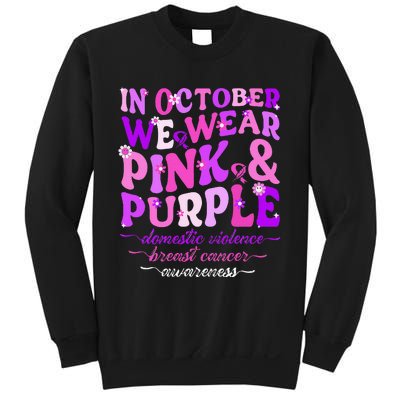 Groovy Domestic Violence And Breast Cancer Awareness Month Sweatshirt