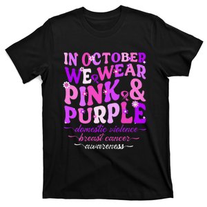 Groovy Domestic Violence And Breast Cancer Awareness Month T-Shirt