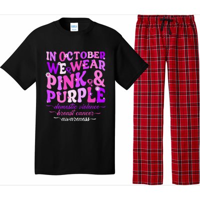 Groovy Domestic Violence And Breast Cancer Awareness Month Pajama Set