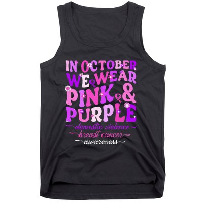 Groovy Domestic Violence And Breast Cancer Awareness Month Tank Top