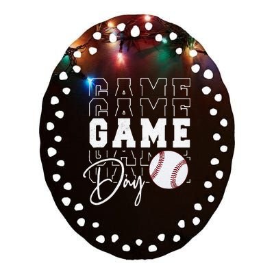 Game Day Vibes Baseball Mom Baseball Life Ceramic Oval Ornament