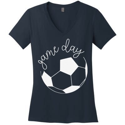 Game Day Women Mom Soccer Women's V-Neck T-Shirt