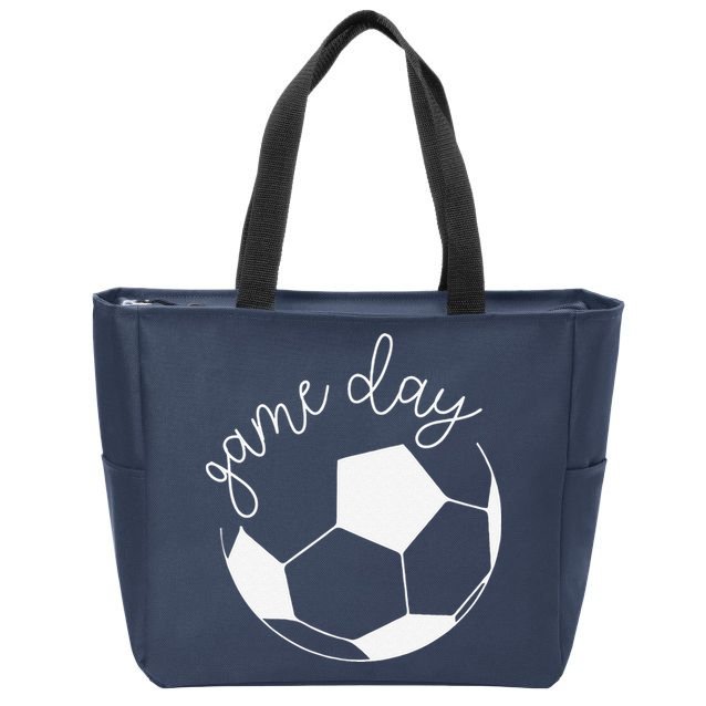Game Day Women Mom Soccer Zip Tote Bag