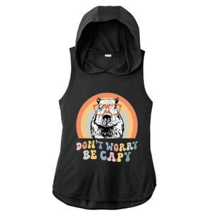 Groovy DonT Worry Be Cappy Cute Funny Capybara Animal Lover Ladies PosiCharge Tri-Blend Wicking Draft Hoodie Tank