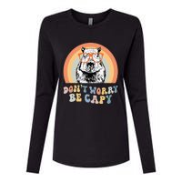 Groovy DonT Worry Be Cappy Cute Funny Capybara Animal Lover Womens Cotton Relaxed Long Sleeve T-Shirt