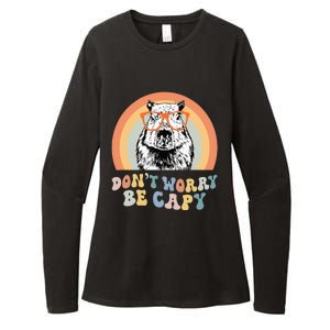 Groovy DonT Worry Be Cappy Cute Funny Capybara Animal Lover Womens CVC Long Sleeve Shirt