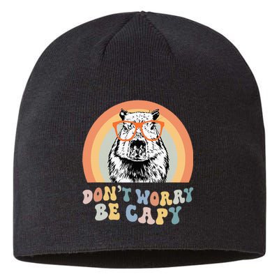 Groovy DonT Worry Be Cappy Cute Funny Capybara Animal Lover Sustainable Beanie