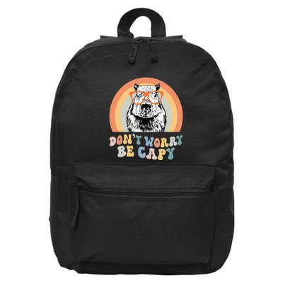 Groovy DonT Worry Be Cappy Cute Funny Capybara Animal Lover 16 in Basic Backpack