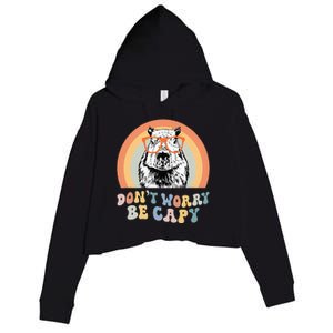 Groovy DonT Worry Be Cappy Cute Funny Capybara Animal Lover Crop Fleece Hoodie