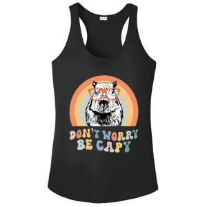 Groovy DonT Worry Be Cappy Cute Funny Capybara Animal Lover Ladies PosiCharge Competitor Racerback Tank