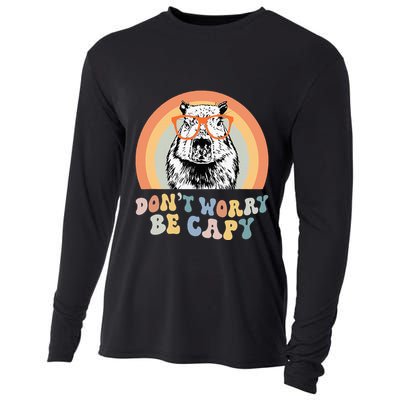 Groovy DonT Worry Be Cappy Cute Funny Capybara Animal Lover Cooling Performance Long Sleeve Crew