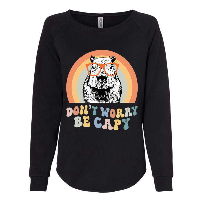 Groovy DonT Worry Be Cappy Cute Funny Capybara Animal Lover Womens California Wash Sweatshirt