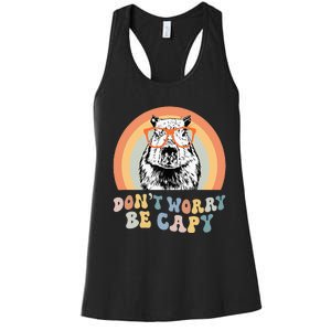 Groovy DonT Worry Be Cappy Cute Funny Capybara Animal Lover Women's Racerback Tank