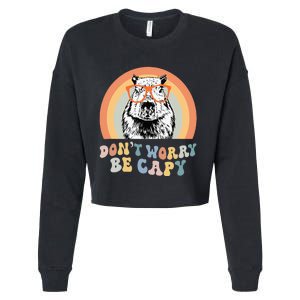 Groovy DonT Worry Be Cappy Cute Funny Capybara Animal Lover Cropped Pullover Crew