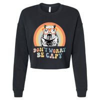 Groovy DonT Worry Be Cappy Cute Funny Capybara Animal Lover Cropped Pullover Crew