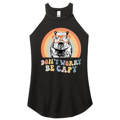 Groovy DonT Worry Be Cappy Cute Funny Capybara Animal Lover Women’s Perfect Tri Rocker Tank