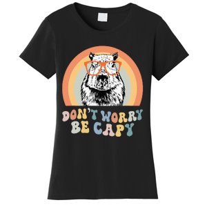 Groovy DonT Worry Be Cappy Cute Funny Capybara Animal Lover Women's T-Shirt